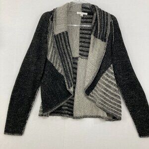 CAbi Black and Gray Striped Cardigan Sweater
